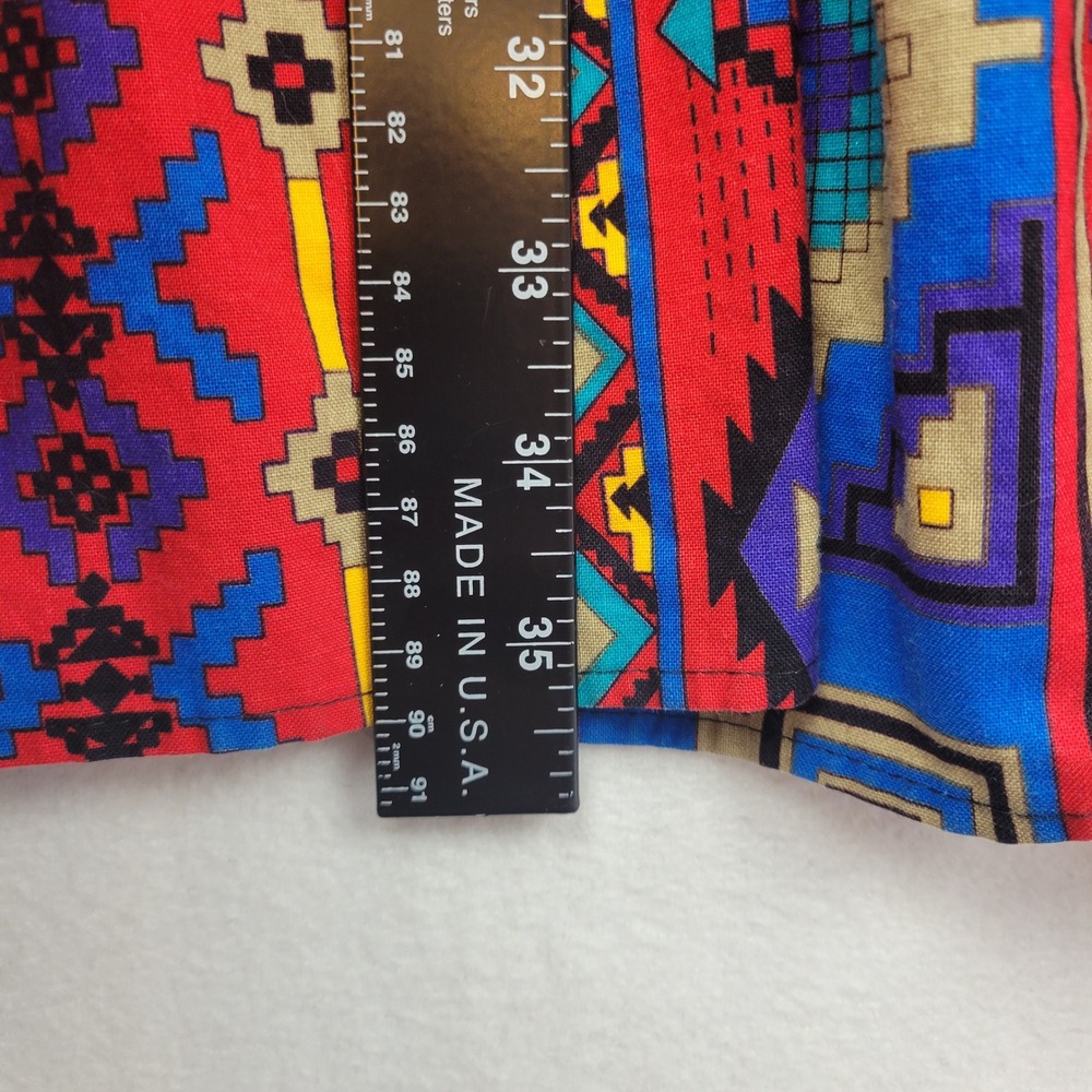 VTG Tiered Maxi Skirt Southwestern Tribal Print Cotton Medium Tarango‎ Full - Picture 4 of 9